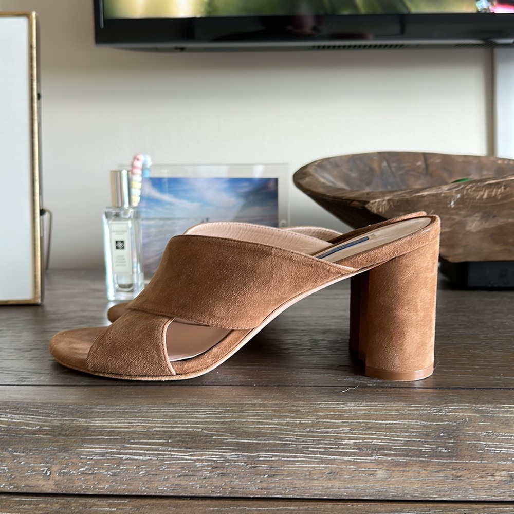 Stuart Weitzman Sandal Block Heels Suede Brown/Ca… - image 4